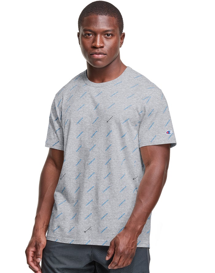 Champion T-Shirt Heren - Grijs - Classic All Over Logo ( 356049-XBW )